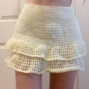 Handmade Crochet Ruffle Mini Skirt